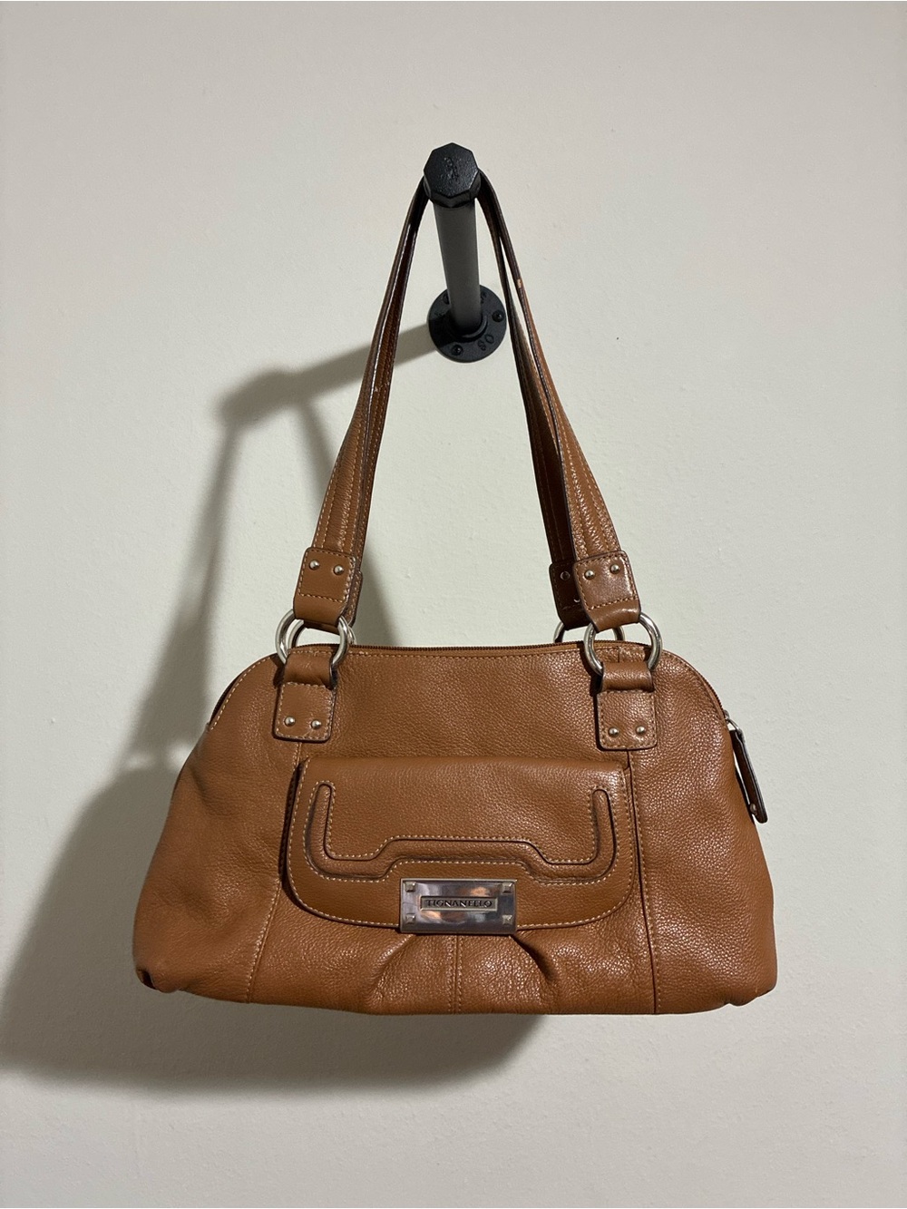 Vintage Tignanello Cognac Brown Pebbled Leather Shoulder Bag